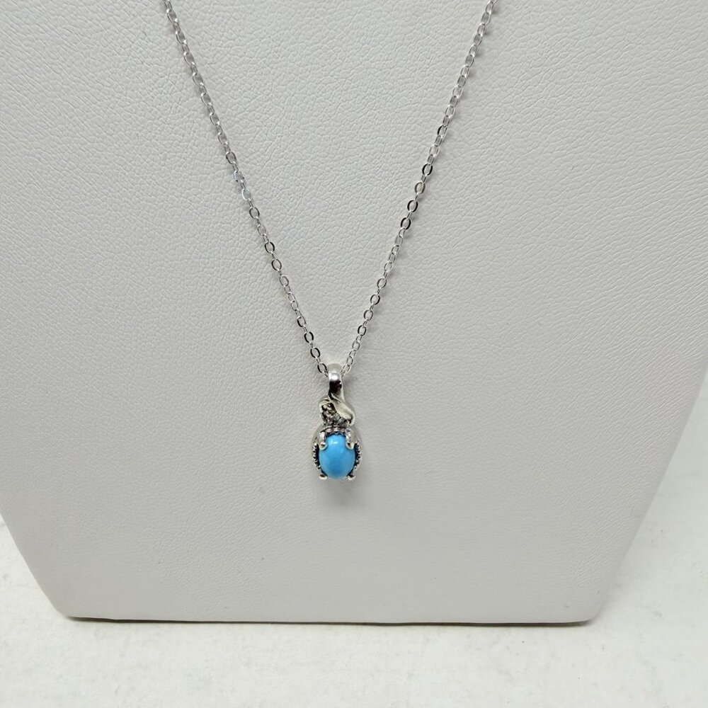 Shop LC Arizona Sleeping Beauty Turquoise/Cambodian Zircon Ring & Necklace‎ 5144 - Picture 3 of 9